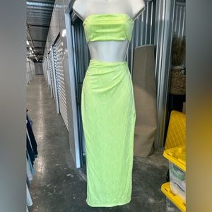 Superdown green bandeau and skirt set S
